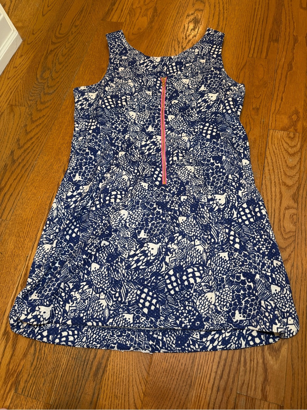 Lilly Pulitzer Navy & White Printed Tank Dress with Pink Center Zip